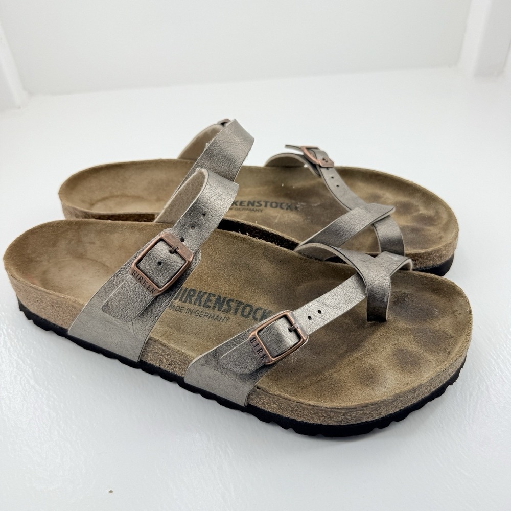 Birkenstock Mayari Womens 9 EU 40 Metallic Bronze Birko Flor Toe Loop Sandals